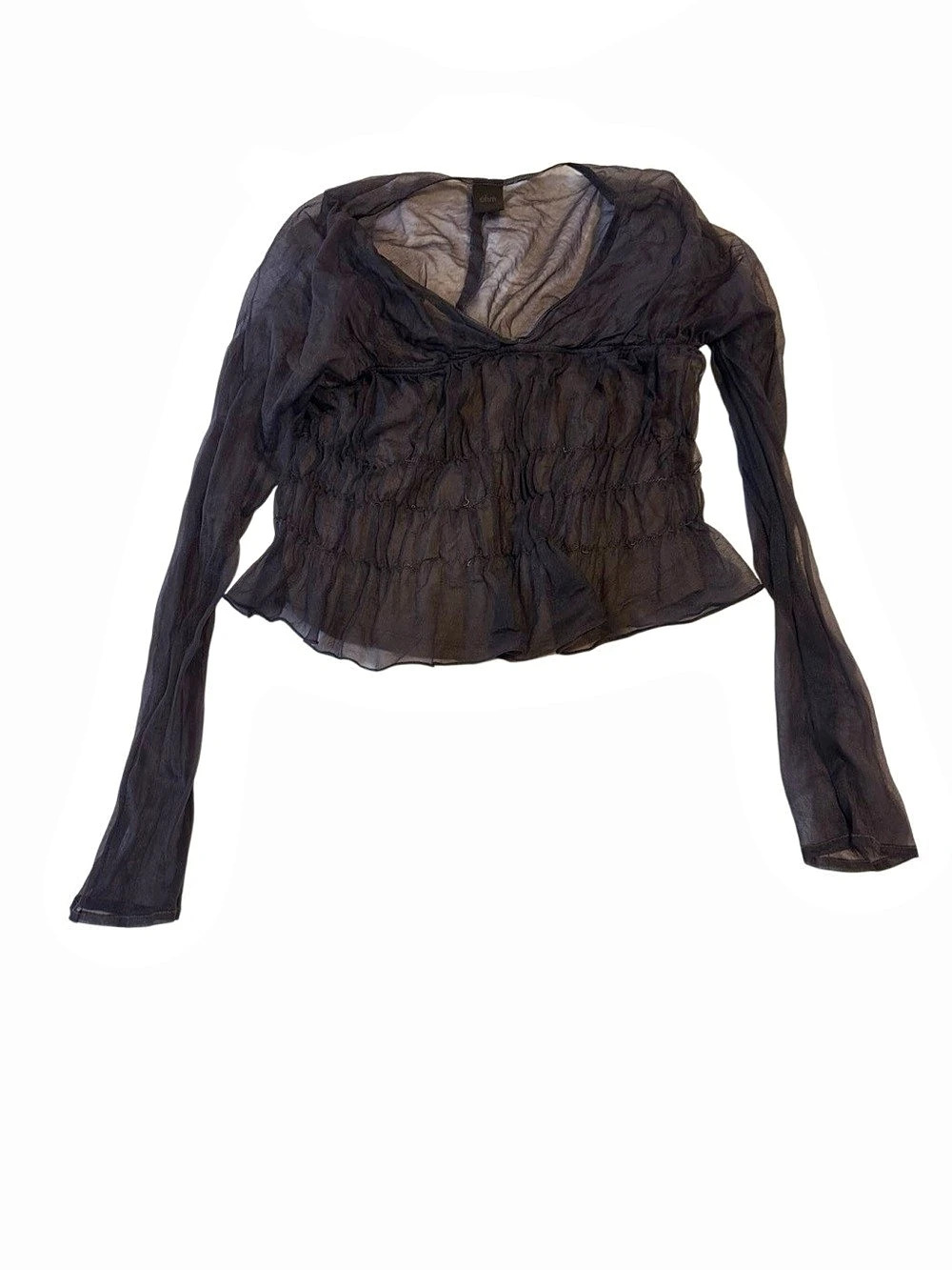 ohm Sheer Crinkle Smocked  in dark purple Like New